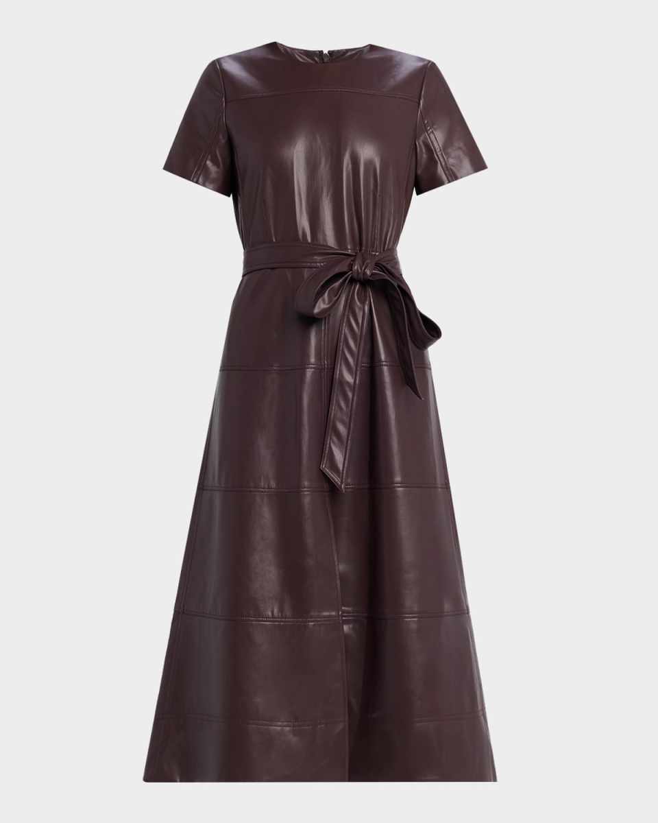 Ella Faux Leather Midi Dress